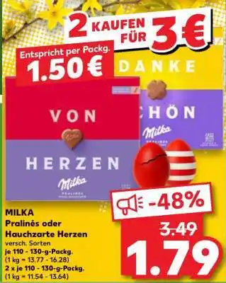 Kaufland MILKA Pralinés oder Hauchzarte Herzen Angebot