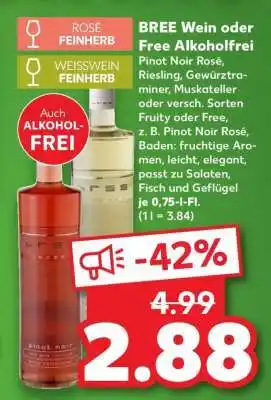 Kaufland BREE Wein oder Free Alkoholfrei Angebot