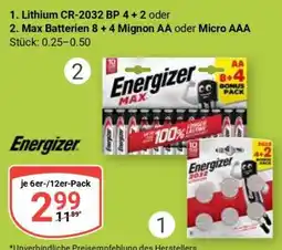 Globus Energizer Max Batterien 8 + 4 Mignon AA oder Micro AAA Angebot
