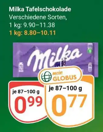 Globus Milka Tafelschokolade Angebot