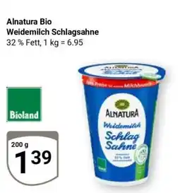 Globus Alnatura Bio Weidemilch Schlagsahne Angebot