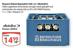 Globus Brauerei Maisel Bayreuther Hell oder Alkoholfrei Angebot