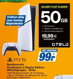 Expert PS5 Spielkonsole PlayStation 5 Digital Edition (Modellgruppe - Slim) + ALLNET-FLAT CLASSIC 50GB Angebot