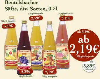 LPG Biomarkt Beutelsbacher Säfte Angebot