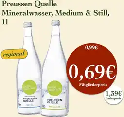 LPG Biomarkt Preussen Quelle Mineralwasser, Medium & Still Angebot