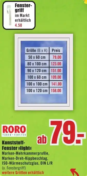 B1 Discount Baumarkt RORO TUREN FENSTER Kunststoff- Fenster light Angebot