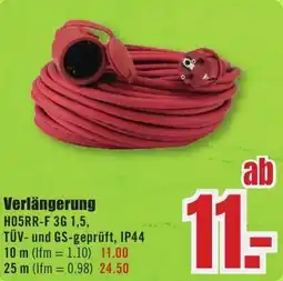 B1 Discount Baumarkt Verlängerung H05RR-F 3G 1,5, TÜV- und GS-geprüft, IP44 Angebot