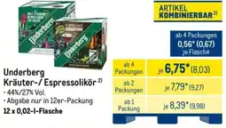 METRO Underberg Kräuter-/Espressolikör Angebot