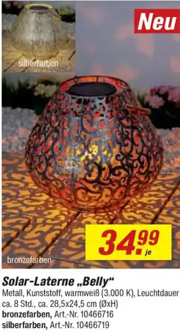 toom Baumarkt Solar-Laterne „Belly" Angebot