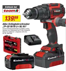 toom Baumarkt Einhell Akku-Schlagbohrschrauber ,,TP-CD 18/70 Li-i BL Kit" Angebot