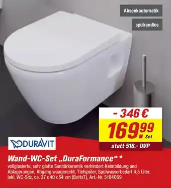 toom Baumarkt DURAVIT Wand-WC-Set,,DuraFormance" Angebot