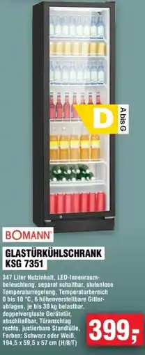 Handelshof BOMANN GLASTÜRKÜHLSCHRANK KSG 7351 Angebot