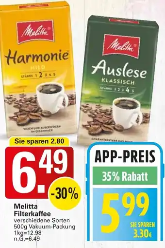 WEZ Melitta Filterkaffee Angebot