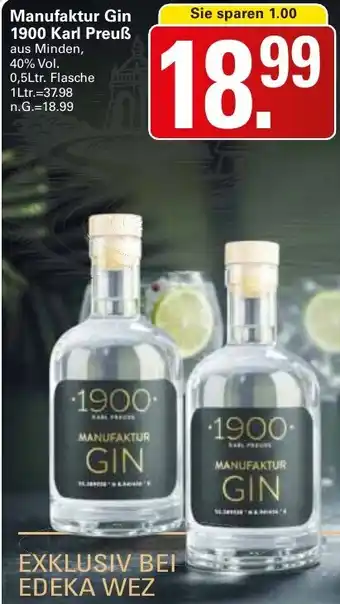WEZ Manufaktur Gin 1900 Karl Preuß Angebot