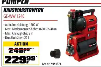 Einhell hauswasserwerk ge-ww 1246