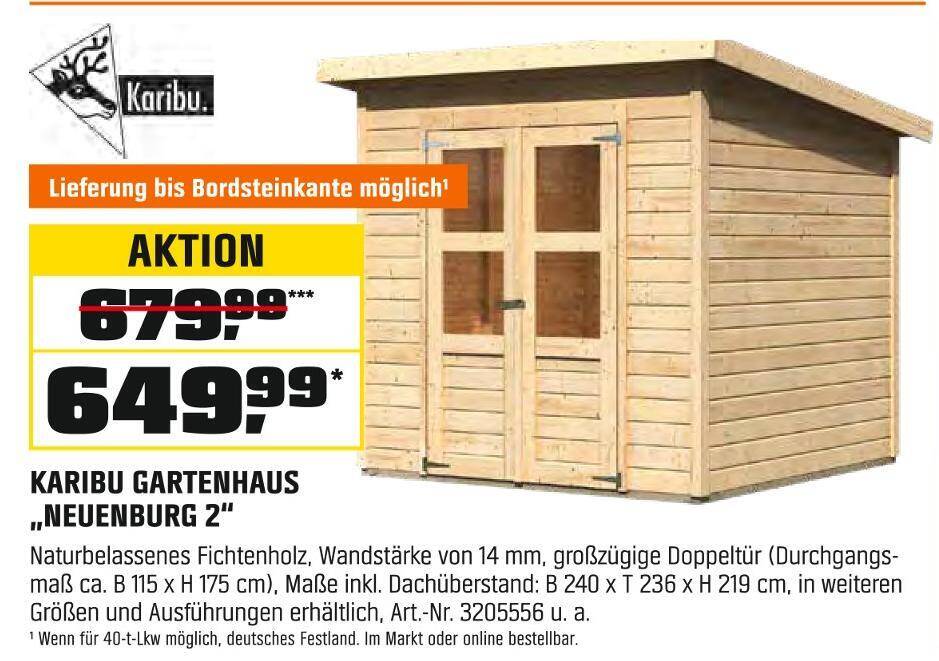Karibu gartenhaus neuenburg 2 Angebot bei OBI