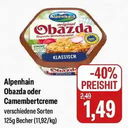 Feneberg Alpenhain Obazda oder Camembertcreme Angebot
