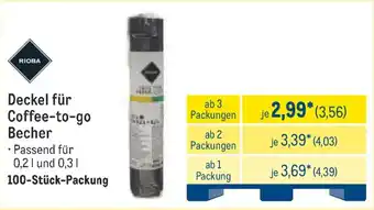 METRO RIOBA Deckel für Coffee-to-go Becher Angebot