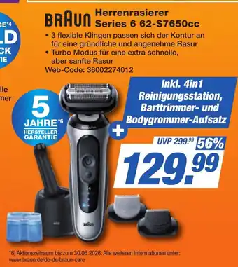 K+B Expert BRAUN Herrenrasierer Series 6 62-S7650cc Angebot