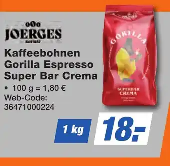 K+B Expert JOERGES Kaffeebohnen Gorilla Espresso Super Bar Crema Angebot