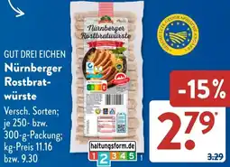 Aldi Süd GUT DREI EICHEN Nürnberger Rostbratwürste Angebot