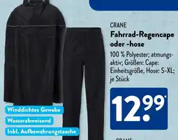 Aldi Süd CRANE Fahrrad-Regencape oder -hose Angebot