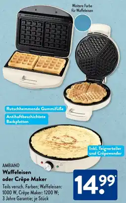 Aldi Süd AMBIANO Waffeleisen oder Crêpe Maker Angebot