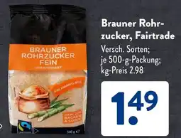 Aldi Süd Brauner Rohr- zucker, Fairtrade Angebot