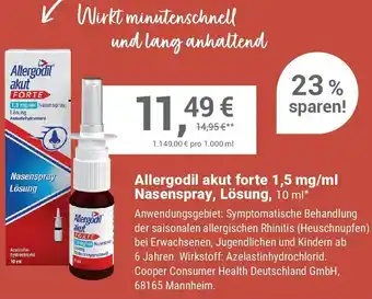 Allergodil akut forte 1,5 mg/ml Nasenspray, Lösung