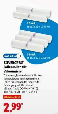 Lidl SILVERCREST Folienrollen für Vakuumierer Angebot