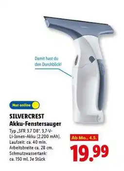Lidl SILVERCREST Akku-Fenstersauger Angebot