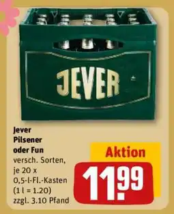 REWE JEVER Pilsener oder Fun Angebot