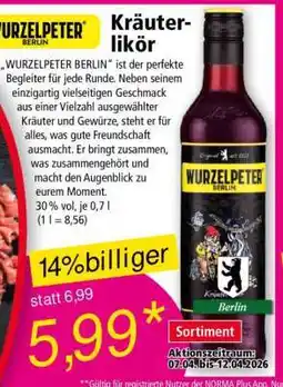 Norma WURZELPETER BERLIN Kräuterlikör Angebot