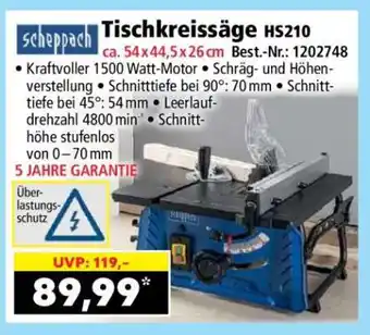 Norma Tischkreissäge HS210 Angebot