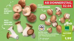 Kaufland Bioland dtsch. Shiitake-Pilze, Kräuterseitlinge oder Champignons, braun Angebot