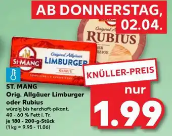 Kaufland ST. MANG Orig. Allgäuer Limburger oder Rubius Angebot
