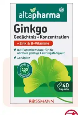Rossmann Altapharma Ginkgo Gedächtnis + Konzentration Angebot
