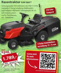 Sonderpreis Baumarkt Güde Rasentraktor GAR 960 T Angebot