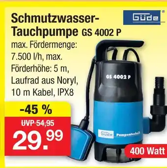 Zimmermann Güde schmutzwasser-tauchpumpe gs 4002 p Angebot