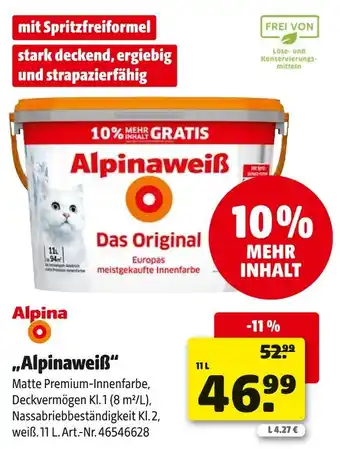 Hagebau Alpina „alpinaweiß“ Angebot