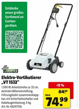 Hagebau Mr. gardener elektro-vertikutierer „vt 1532“ Angebot