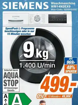 Expert Siemens waschmaschine wm14n2ex9 Angebot