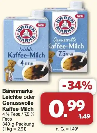 Famila Nord West Bärenmarke Leichte oder Genussvolle Kaffee-Milch Angebot