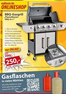 Sonderpreis Baumarkt BBQ-Gasgrill ,,FlameMaster PRO 4+1" Angebot