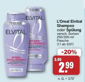 Famila Nord West L'Oreal Elvital Shampoo oder Spülung Angebot