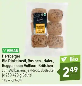 CITTI Markt Herzberger Bio Dinkelrusti, Rosinen-, Hafer-, Roggen- oder Vollkorn-Brötchen Angebot