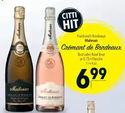 CITTI Markt Malesan Crémant de Bordeaux Brut oder Rosé Brut Angebot