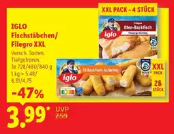 Lidl IGLO Fischstäbchen/ Filegro XXL Angebot