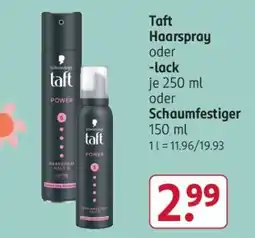 Rossmann Taft Haarspray oder -lack je 250 ml oder Schaumfestiger 150 ml Angebot