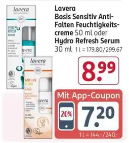 Rossmann Lavera Basis Sensitiv Anti-Falten Feuchtigkeitscreme 50 ml oder Hydro Refresh Serum 30 ml Angebot